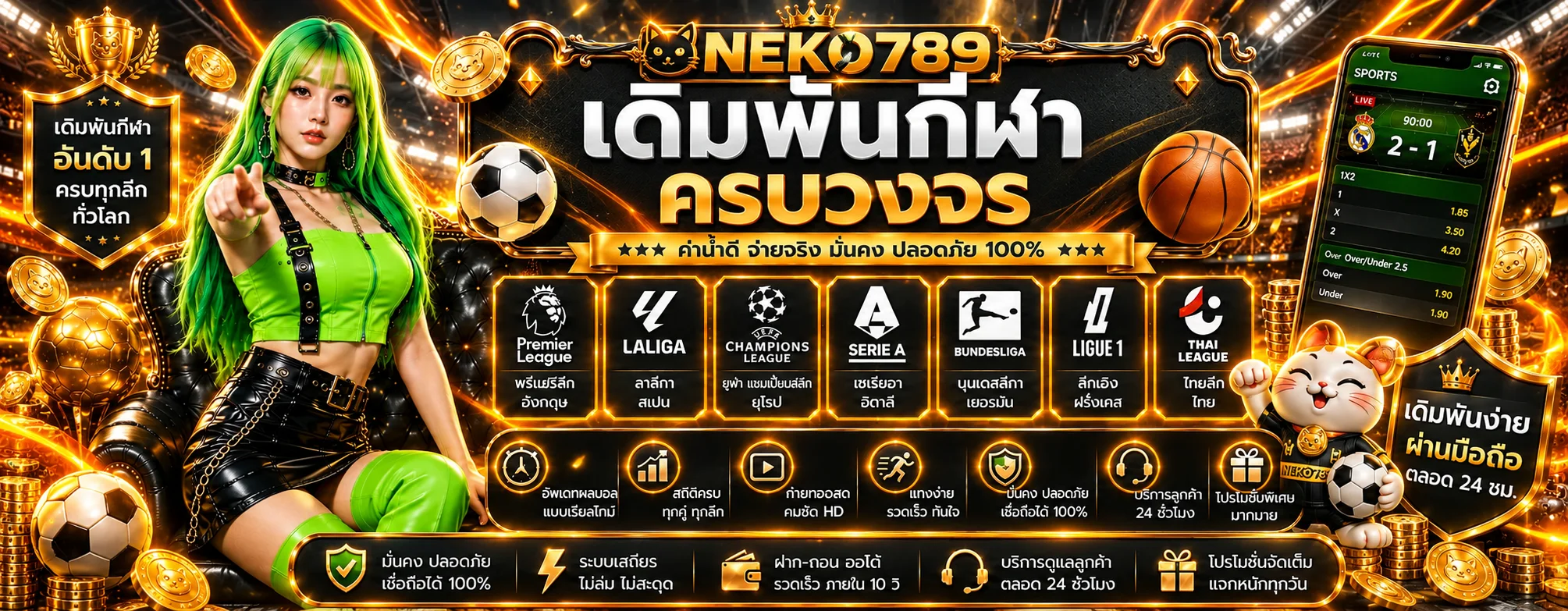 แบนเนอร์ NEKO789 กีฬาและผลบอลสดครบลีก