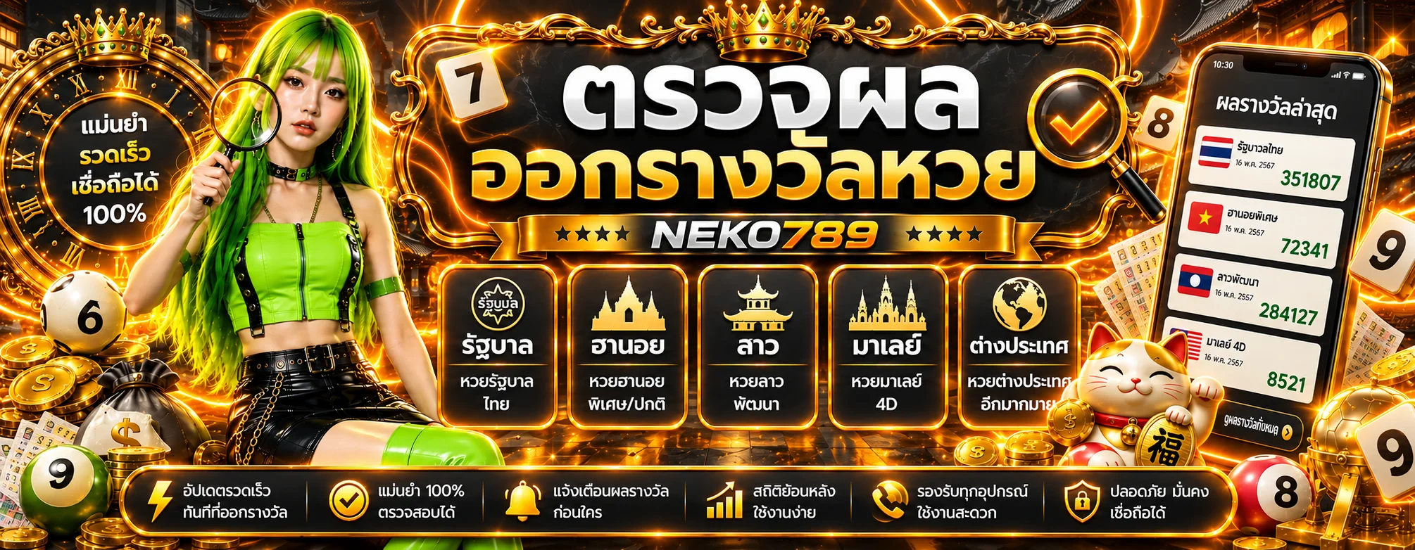 แบนเนอร์ NEKO789 ตรวจผลหวยและรางวัลล่าสุด